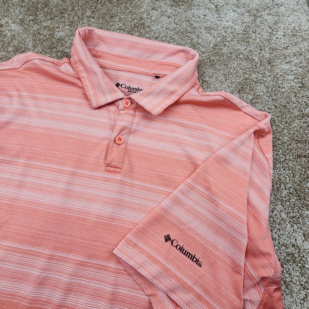 Columbia Golf Men's Coral Stripe Polo Shirt XXL 2TG Performance Breathable‎